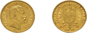 Hessen, 20 Mark 1872, Ludwig III., AKS 137, J. 214, sehr schön bis vorzüglich.