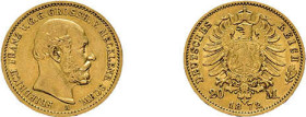 Mecklenburg-Schwerin, 20 Mark 1872, Friedrich Franz II., AKS 51, J. 230, kleiner Randfehler, sehr schön.