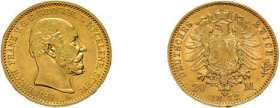 Mecklenburg-Schwerin, 20 Mark 1872, Friedrich Franz II., AKS 51, J. 230, kleiner Randfehler, vorzüglich.