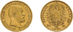 Mecklenburg-Schwerin, 20 Mark 1872, Friedrich Franz II., AKS 51, J. 230, kleiner Randfehler, sehr schön.