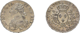1/2 Ecu aux rameaux d'olivier 1792, Louis XVI., A (Paris). Gadoury 355, etwas justiert, vorzüglich. Bedingung: *