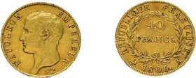 40 Francs 1806, Napoleon, Paris. Gadoury 1082, Fb. 481, kleiner Randfehler, sehr schön.