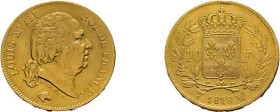 40 Francs 1818, Louis XVIII., W (Lille). Fb. 536, Gadoury 1092, kl. Randfehler, sehr schön.