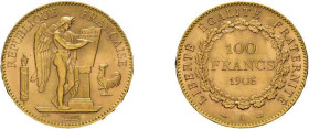 100 Francs 1906, Genius, Paris. Fb. 590,Gadoury 1137, kl. Randfehler, vorzüglich.