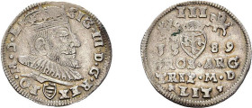 3 Gröscher 1589, Sigismund III. von Polen, Vilnius. Kopicki 3512 (R5), sehr schön. Bedingung: *