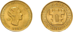 20 Francs 1963, Charlotte, auf das 100jährige Staatsjubiläum, vorzüglich- Stempelglanz.