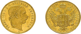 Dukat 1871, Franz Joseph I., Wien. Fb. 492, kl. Randfehler, vorzüglich.