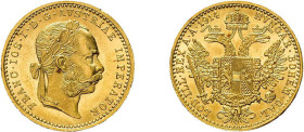 Dukat 1914, Franz Joseph I., Fb. 493, kl. Randfehler, vorzüglich bis Stempelglanz.