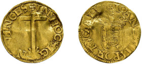 Cruzado (3,46g), o.J., Joao III., 1521-1557. Fb. 29, wellig, sehr schön.