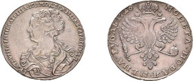Rubel 1726, Katharina I., Moskau. Dav. 1664, Graffiti, sehr schön bis vorzüglich. Bedingung: *
