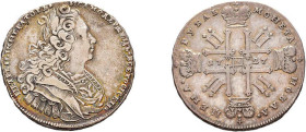 Rubel 1727, Peter II., St. Petersburg. Dav. 1667. Kratzer, sehr schön. Bedingung: *