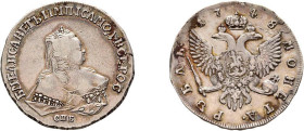 Rubel 1748, Elisabeth I., St. Petersburg. Dav. 1677, sehr schön. Bedingung: *