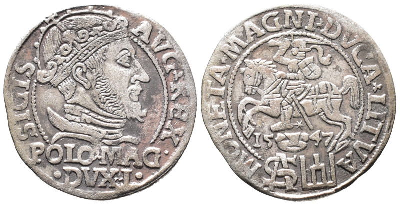 Baltikum, Litauen, Sigismund II. August von Polen 1545-1572, Groschen 1547, Viln...