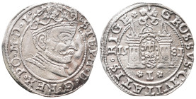 Baltikum, Riga, Stephan Bathory von Polen, 1576-1586, Groschen 1581. 1,84 g. Kop. 8083 (R1). Kl. Zainende, sehr schön