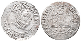 Baltikum, Riga, Stephan Bathory von Polen, 1576-1586, Groschen 1581. 1,65 g. Kop. 8083 (R1). Sehr schön