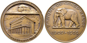 Belgisch Kongo, Baudouin I. 1951-1993, Bronzemedaille 1959, von De Greef, auf die 50-Jahrfeier der "Banque du Congo Belge". 70,3 mm; 152,38 g. Kl. Ran...