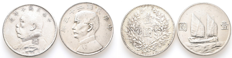 China, Republik, Dollar Jahr 10 (1921) und Jahr 22 (1933). 2 Stück. Gereinigt, K...