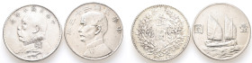 China, Republik, Dollar Jahr 10 (1921) und Jahr 22 (1933). 2 Stück. Gereinigt, Kratzer (1x), sehr schön
