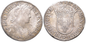 Frankreich, Louis XIV. 1643-1715, Écu à la mèche longue 1653 9, Rennes. 27,00 g. Dav. 3799. Kl. Randfehler, justiert, sehr schön