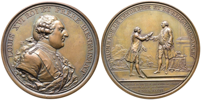 Frankreich, Louis XVI. 1774-1793, Bronzemedaille 1786, von A. Dupré, auf die Min...