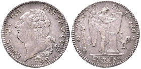 Frankreich, Constitution 1791-1792, Écu constitutionnel 1792 A, Paris. 29,39 g. Dav. 1335. Leicht justiert, vorzüglich