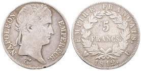 Frankreich, Napoleon I. 1804-1815, 5 Francs 1812 U, Turin. 24,49 g. Dav. 85. Kl. Randfehler, sehr schön