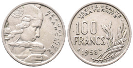 Frankreich, 4. Republik 1947-1959, 100 Francs 1958, Paris. 6,00 g. Mit Eule. K/M 919.1. Sehr schön