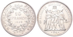 Frankreich, 5. Republik, 10 Francs 1968. Dickabschlag / Piedfort. 50,42 g. Feine Kratzer, polierte Platte