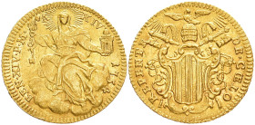 Italien Vatikan, Benedikt XIV. 1740-1758, Zecchino 1754, Rom. 3,43 g. Fb. 231. Winz. Randfehler, sehr schön-vorzüglich