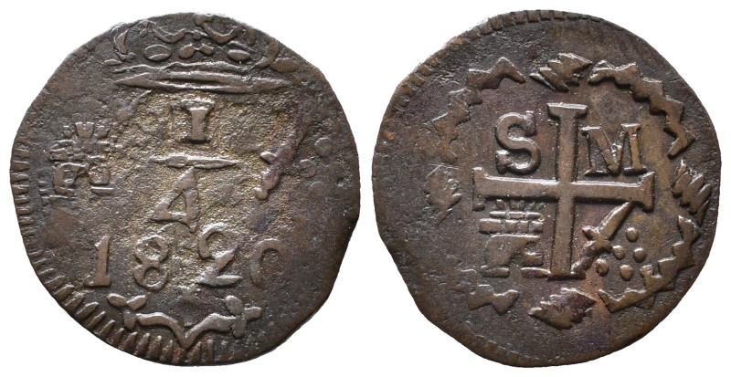 Kolumbien, Republik 1821-1837, 1/4 Real 1820, Santa Marta. 1,55 g. K/M B 2. Sehr...