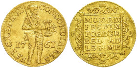 Niederlande Holland, Dukat 1761. 3,47 g. Fb. 250; Delm. 775. Leicht gewellt, sehr schön