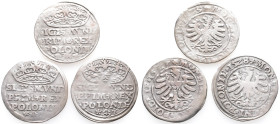 Polen, Sigismund I. 1506-1548, Groschen 1527, 1528 und 1529, Krakau. 3 Stück. Sehr schön