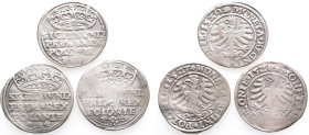 Polen, Sigismund I. 1506-1548, Groschen 1527, 1528 und 1529, Krakau. 3 Stück. Sehr schön