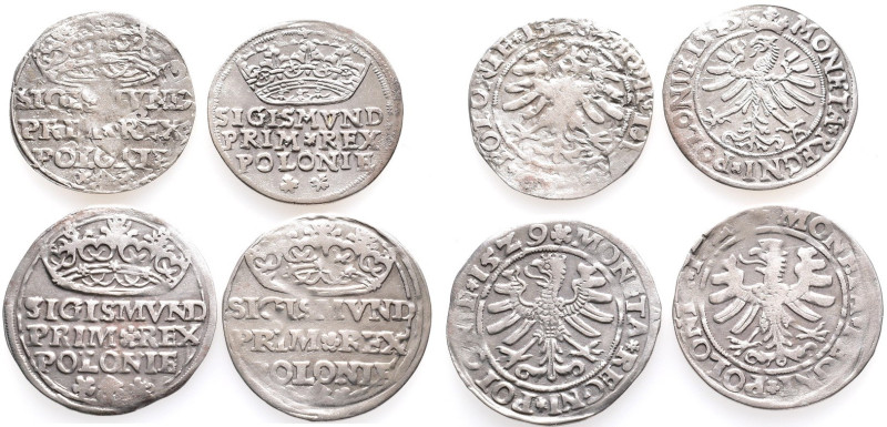 Polen, Sigismund I. 1506-1548, Groschen 1528, 1529, 1545 und Jahreszahl nicht le...