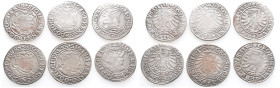 Polen, Sigismund I. 1506-1548, Groschen 1529, 1530, 1531, 1532, 1533, 1534. 6 Stück. Sehr schön