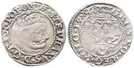 Polen, Stephan Bathory 1576-1586, Groschen 1580, Olkusz. 1,81 g. Kopicki 497 (R7). Von größter Seltenheit. Leichte Prägeschwäche, sehr schön
