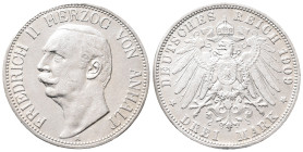 Kaiserreich, Anhalt, Friedrich II. 1904-1918, 3 Mark 1909. J. 23. Sehr schön-vorzüglich