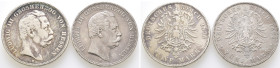 Kaiserreich, Hessen, Ludwig III. 1848-1877, 5 Mark 1875 und 1876. J. 67. 2 Stück. Fast sehr schön