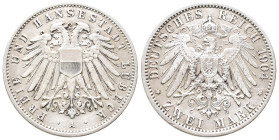 Kaiserreich, Lübeck, Stadt, 2 Mark 1904. J. 81. Sehr schön