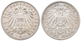 Kaiserreich, Lübeck, Stadt, 2 Mark 1905. J. 81. Sehr schön-vorzüglich
