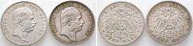 Kaiserreich, Sachsen, Georg 1902-1904, 5 Mark 1903 und 1904. J. 130. 2 Stück. Kl. Randfehler (1x), sehr schön
