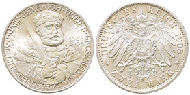 Kaiserreich, Sachsen Weimar Eisenach, Wilhelm Ernst 1901-1918, 2 Mark 1908. Universität Jena. J. 160. Fast Stempelglanz