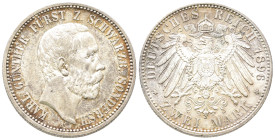 Kaiserreich, Schwarzburg Sondershausen, Karl Günther 1880-1909, 2 Mark 1896. J. 168. Vorzüglich aus polierter Platte