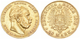 Kaiserreich, Preussen, Wilhelm I. 1861-1888, 10 Mark 1875 C. J. 245. Fassungsspuren, sehr schön