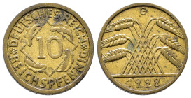 Weimarer Republik, 10 Reichspfennig 1928 G. J. 317. Sehr schön