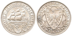 Weimarer Republik, 3 Reichsmark 1927 A. Bremerhaven. J. 325. Vorzüglich