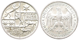 Weimarer Republik, 3 Reichsmark 1927 A. Universität Marburg. J. 330. Vorzüglich