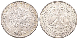 Weimarer Republik, 5 Reichsmark 1928 A. Eichbaum. J. 331. Kl. Randfehler, fast vorzüglich