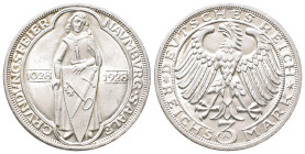 Weimarer Republik, 3 Reichsmark 1928 A. Naumburg. J. 333. Gereinigt, vorzüglich