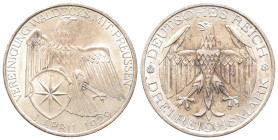Weimarer Republik, 3 Reichsmark 1929 A. Waldeck. J. 337. Vorzüglich